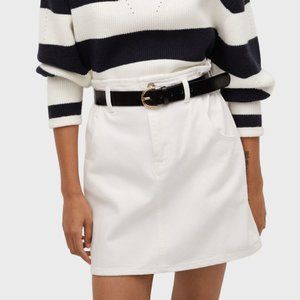 Mango White Denim Skirt